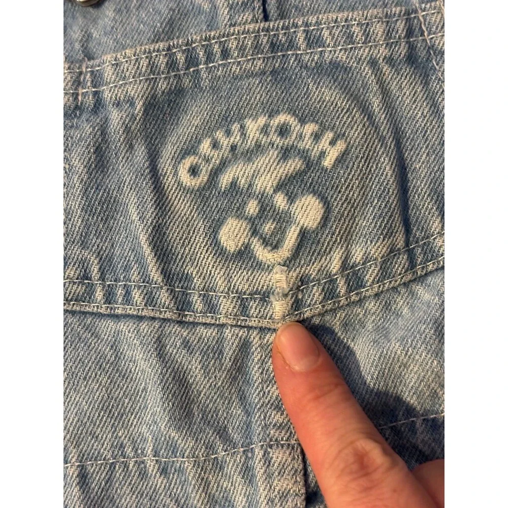 Oshkosh b’gosh vintage denim overalls embossed logo spellout face 3t flaw